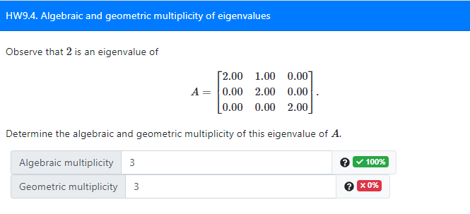 Solved HW9.4. Algebraic And Geometric Multiplicity Of | Chegg.com