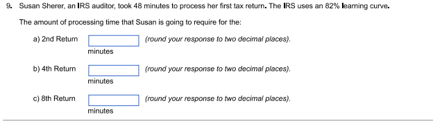 Solved 9. Susan Sherer an IRS auditor took 48 minutes to Chegg
