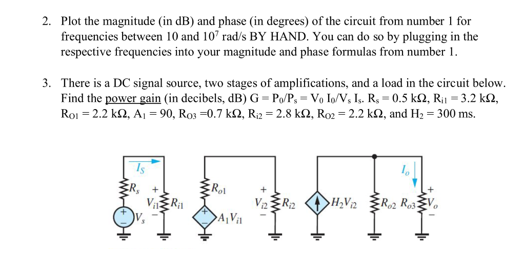 2. Plot the magnitude (in dB ) and phase (in degrees) | Chegg.com