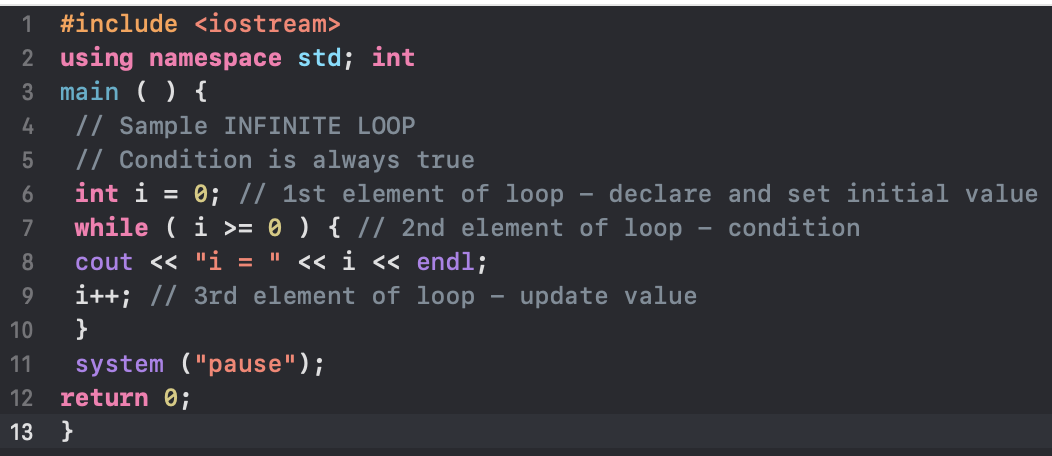 Solved Fix the condition so it is NO longer an infinite loop | Chegg.com
