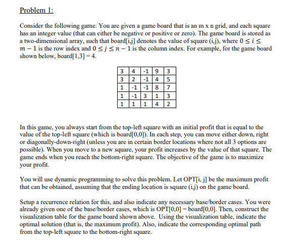 Solved Problem 1: Consider The Following Game. You Are Given | Chegg.com