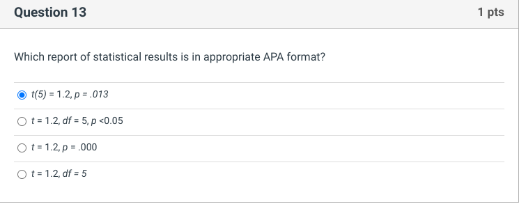 Solved Question 10 1 pts A one-sample t test in SPSS | Chegg.com