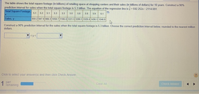 Solved The Table Shows The Total Square Footage In Billions 