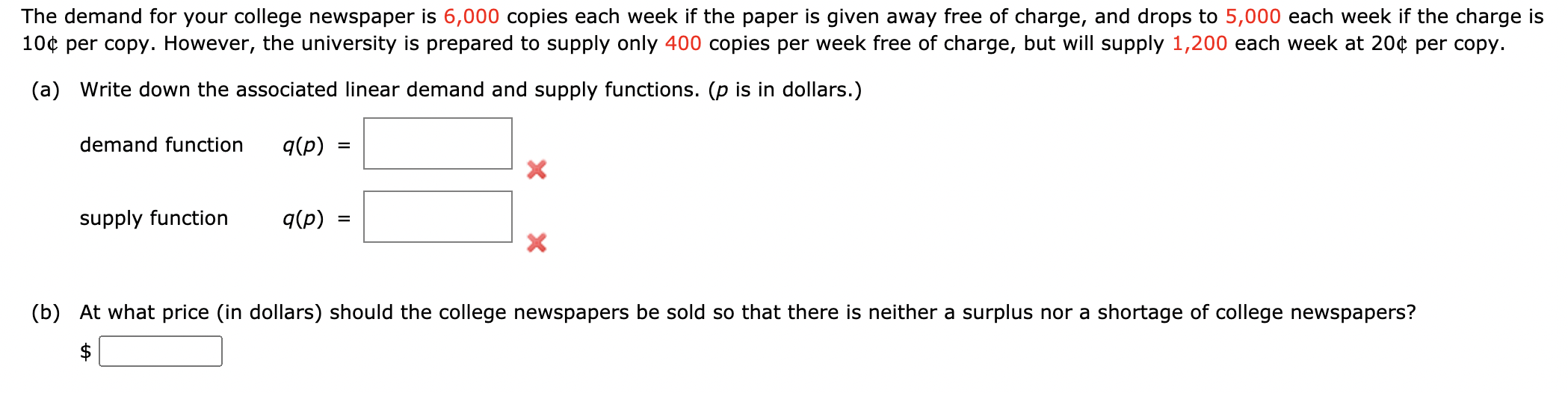 Solved The demand for your college newspaper is 6,000 copies