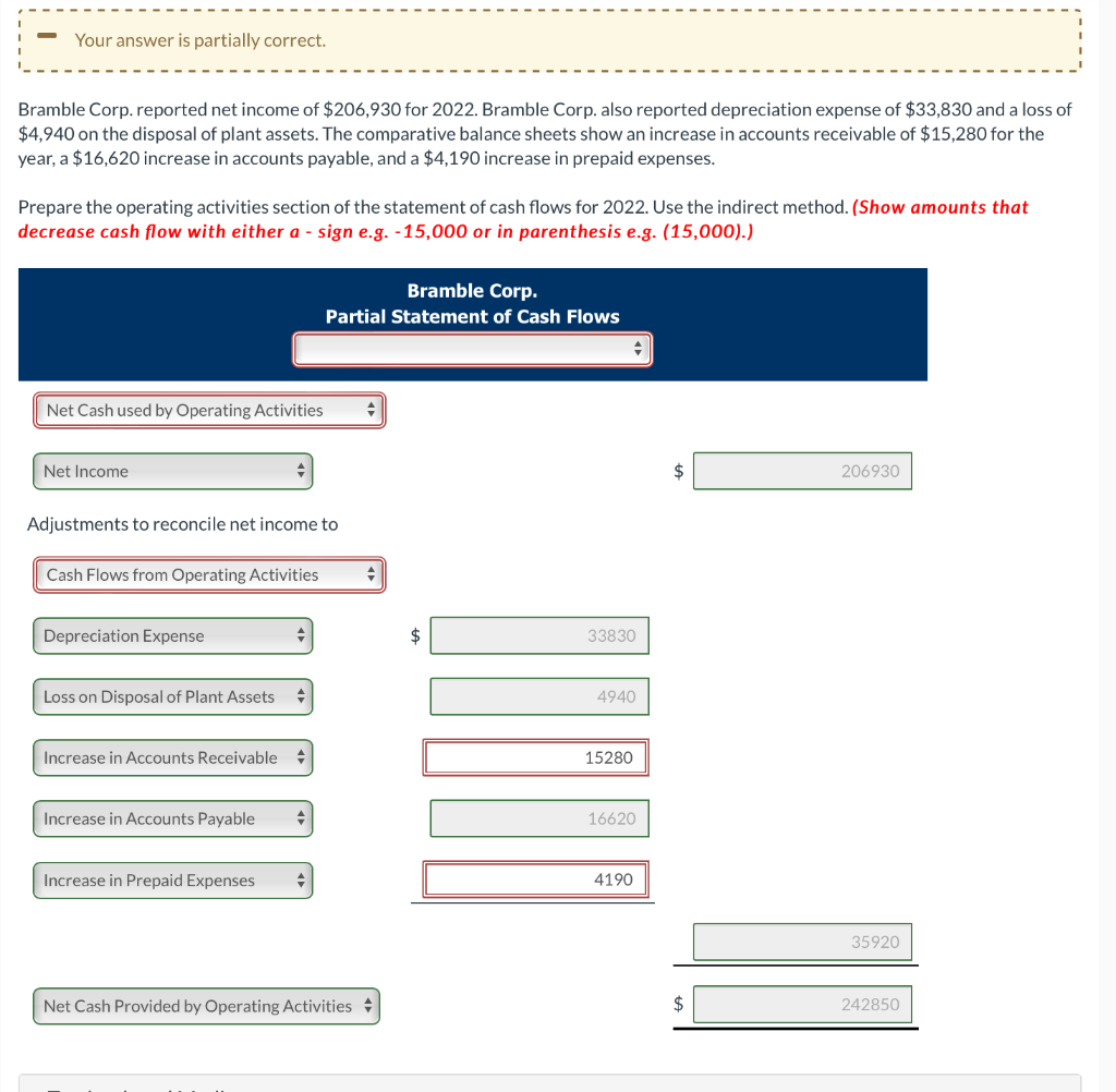 Solved Bramble Corp. reported net of 206,930 for