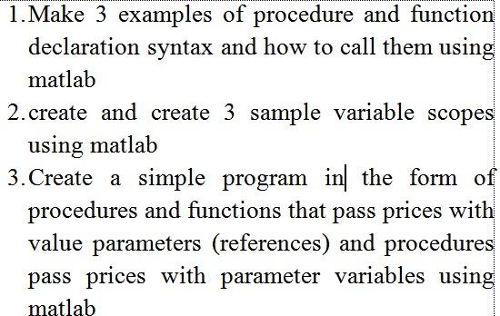 Solved 1. Make 3 examples of procedure and function | Chegg.com