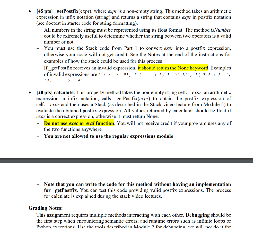 ✓ Part 2 [80 pts): An arithmetic expression can be | Chegg.com