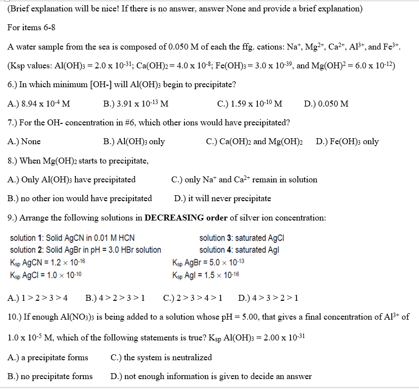 Solved (Brief explanation will be nice! If there is no | Chegg.com