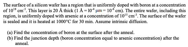 Solved The surface of a silicon wafer has a region that is | Chegg.com