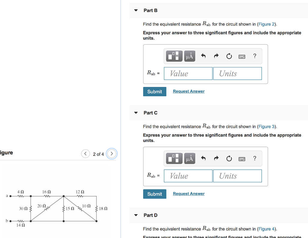 Solved Part B Find The Equivalent Resistance Rab For The Chegg