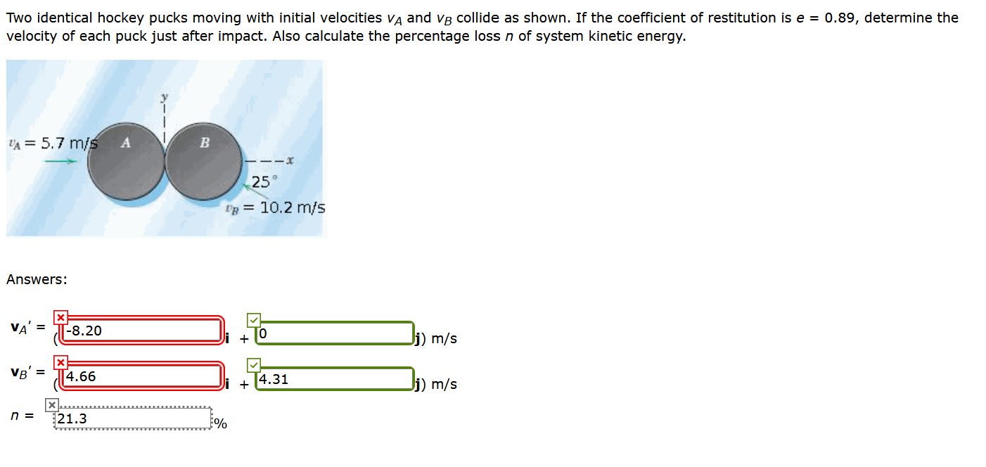 Solved Two identical hockey pucks moving with initial | Chegg.com