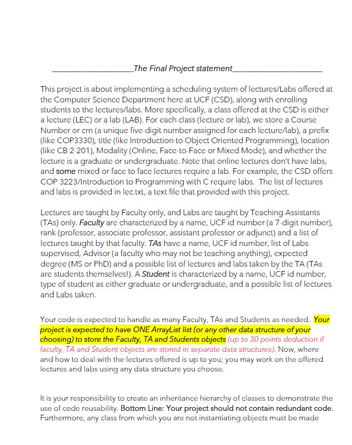 Solved The Final Project statement This project is about | Chegg.com