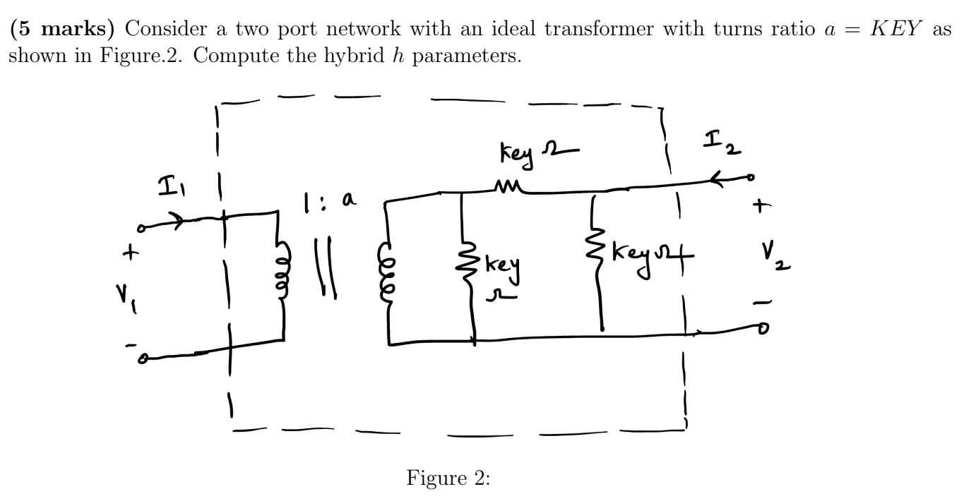 Solved - KEY as (5 marks) Consider a two port network with | Chegg.com