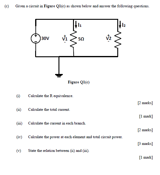 Solved c) Given a circuit in Figure Q1(c) as shown below and | Chegg.com