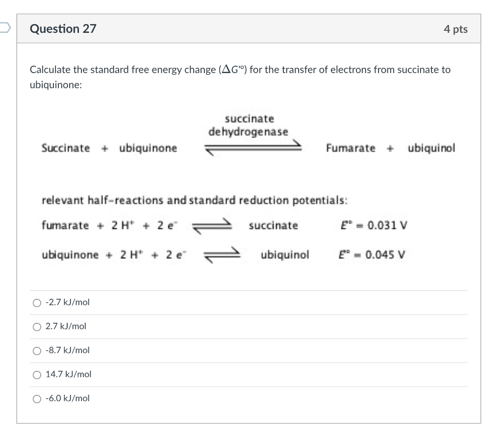 Solved Calculate The Standard Free Energy Change (ΔG′) For | Chegg.com