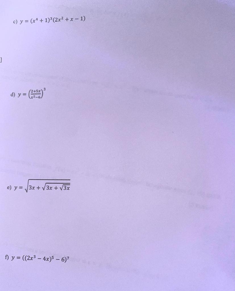 Solved 11 Determine The Derivative Of The Following Leave Chegg Com