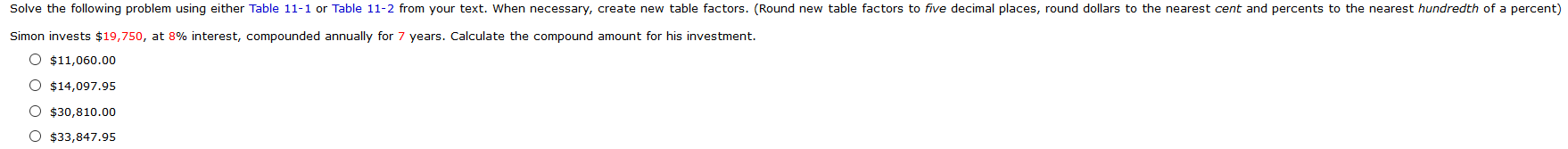 Solved Solve the following problem using either Table 11-1 | Chegg.com