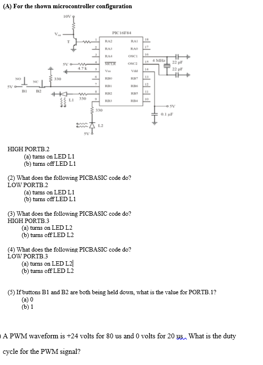 Solved (A) For the shown microcontroller configuration 10V | Chegg.com