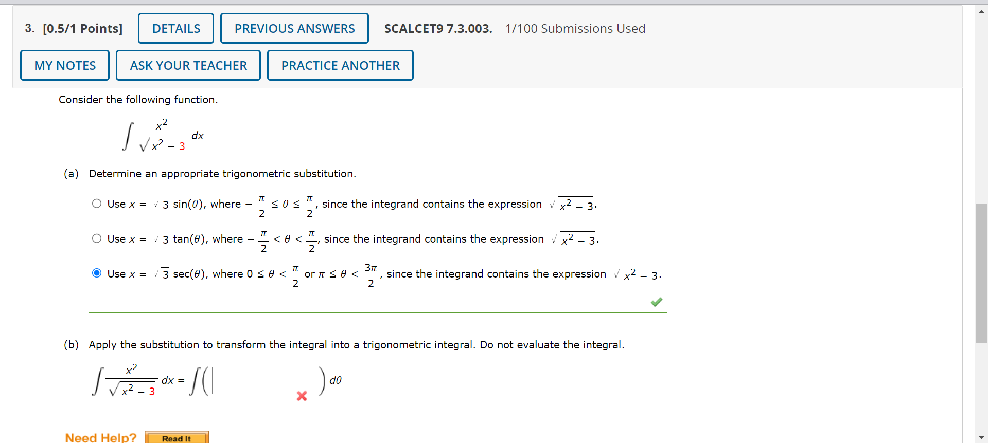 Solved Consider The Following Function ∫x2−3x2dx A 1398