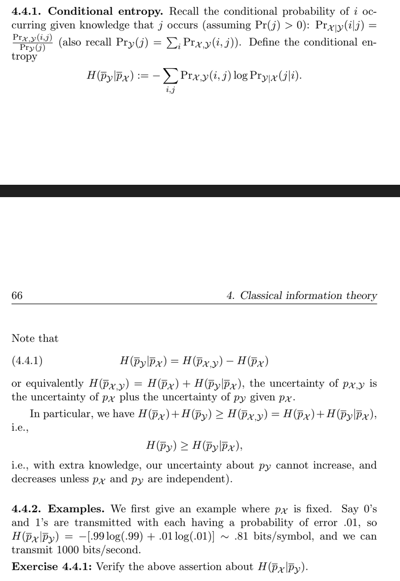 4 4 1 Conditional Entropy Recall The Conditional Chegg Com