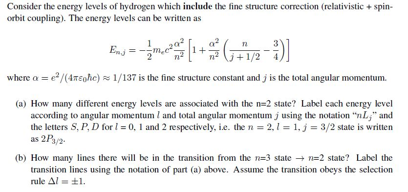 Solved Consider the energy levels of hydrogen which include | Chegg.com