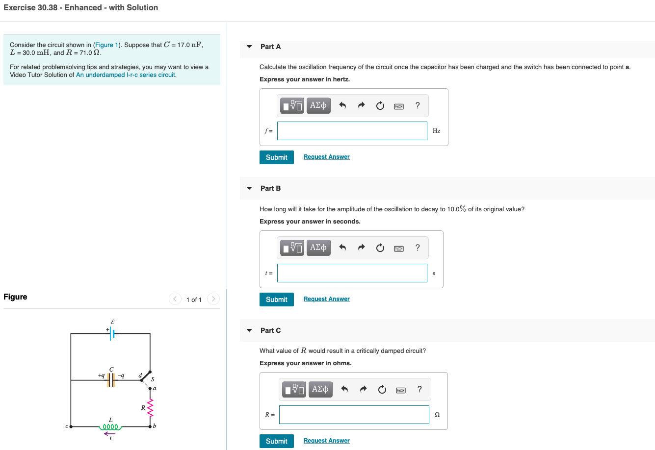 Solved Exercise 30.38 - Enhanced - with Solution Part A | Chegg.com
