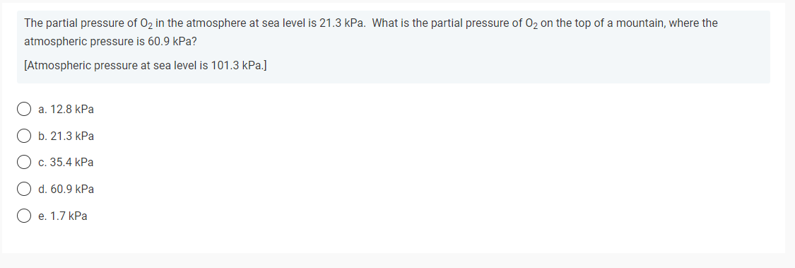 Solved The partial pressure of O₂ in the atmosphere at sea | Chegg.com