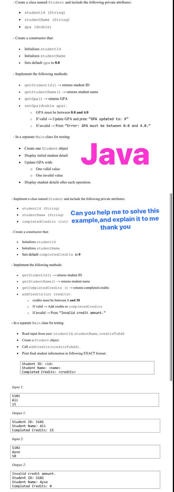 Solved - Create a class named Student and include the | Chegg.com