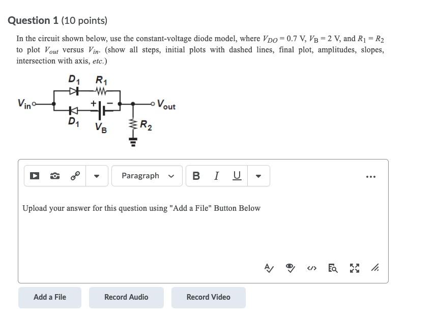 Solved Question 1 (10 Points) In The Circuit Shown Below, | Chegg.com