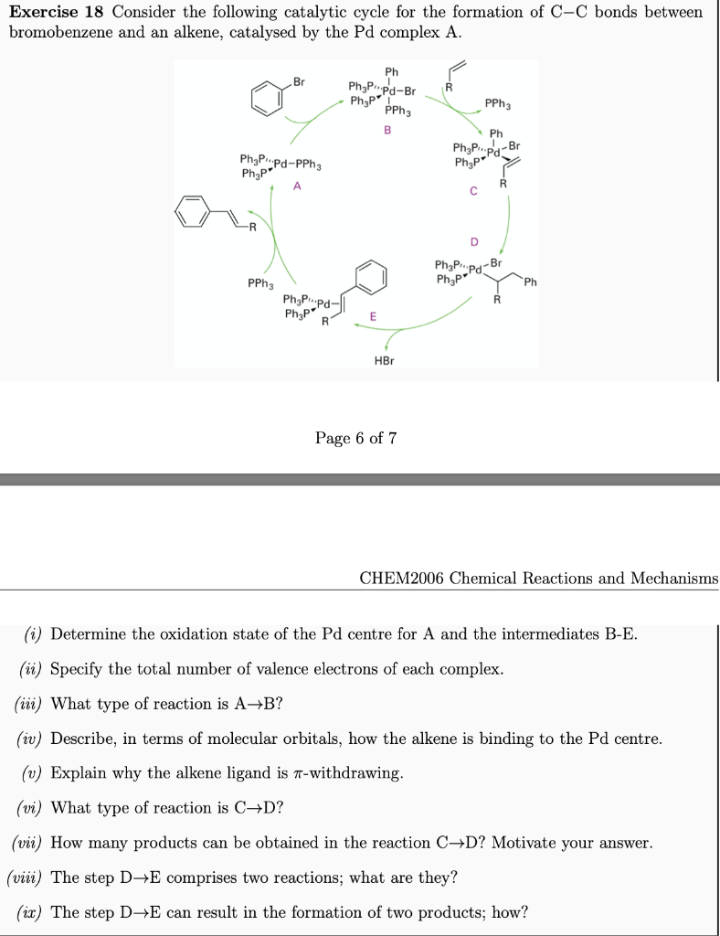 Solved Exercise 18 Consider The Following Catalytic Cycle | Chegg.com