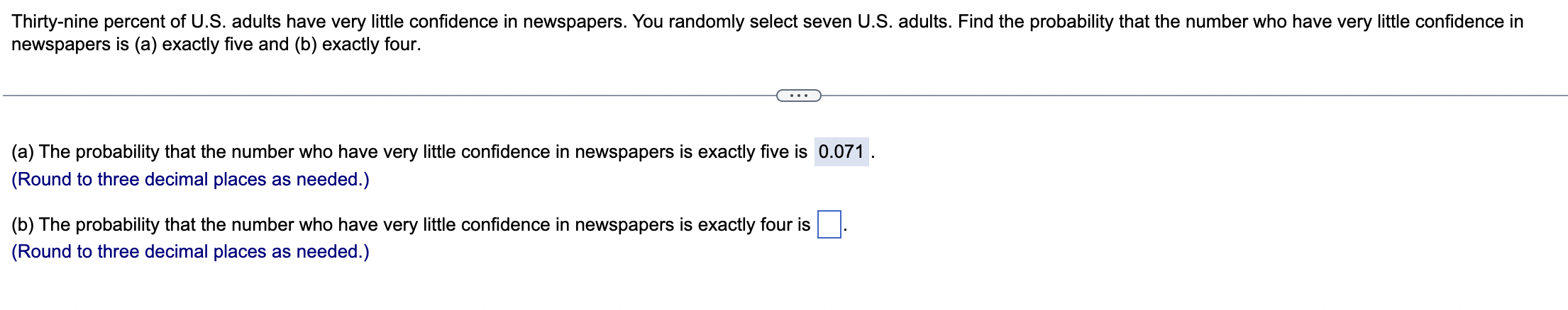 Solved Thirty-nine percent of U.S. adults have very little | Chegg.com