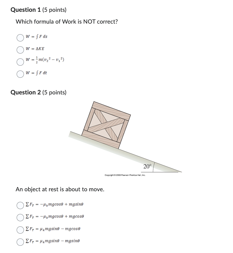 Solved which formula of work is not correct chegg