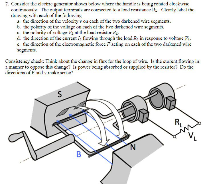 Solved 7. Consider the electric generator shown below where | Chegg.com