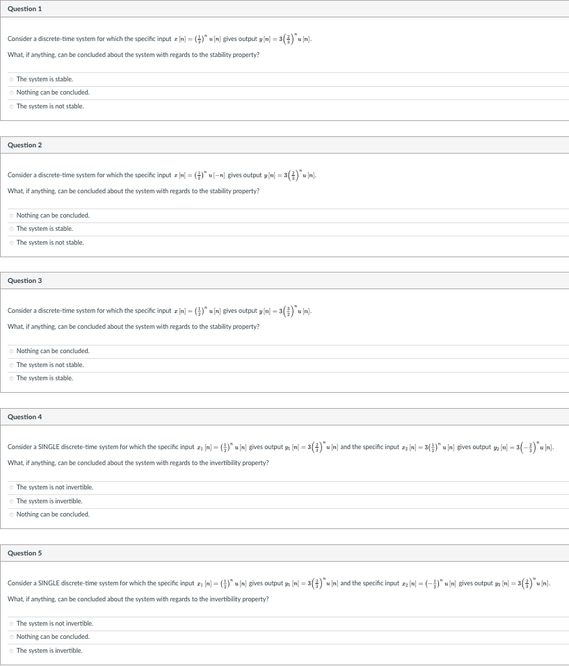 Solved Question 1 Consider A Discrete-time System For Which | Chegg.com