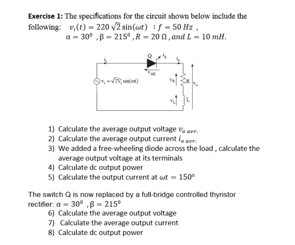 Solved Exercise 1 The Specifications For The Circuit Sho Chegg Com