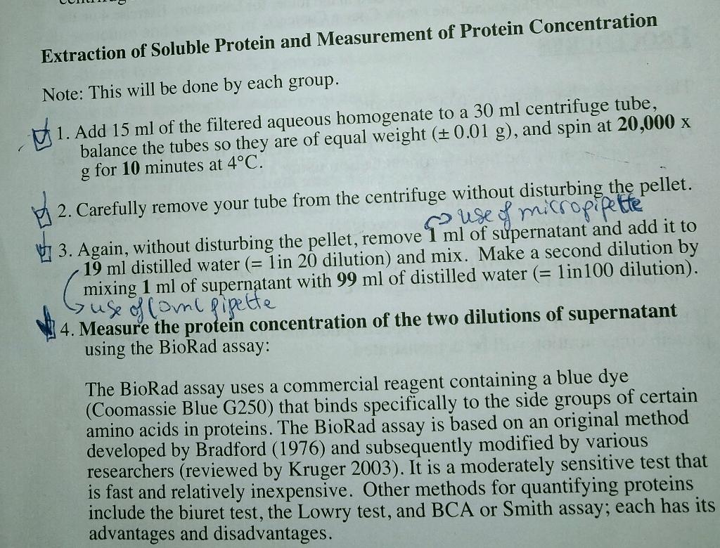 Solved 4. Protein Extraction from Liver Homogenate 60 grams