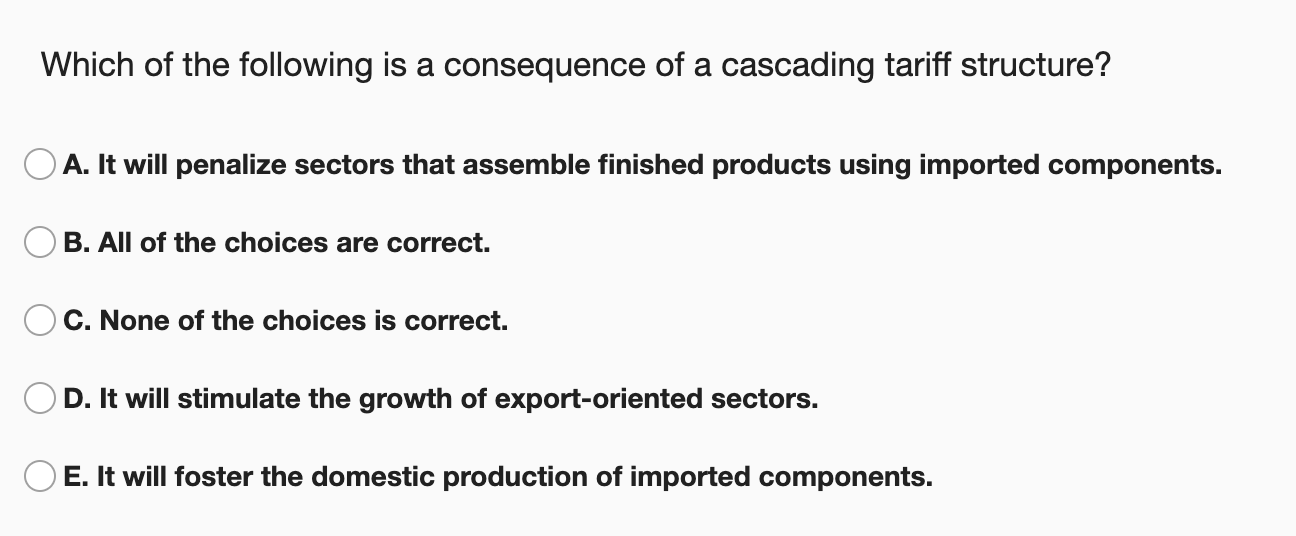 Solved Which Of The Following Is A Consequence Of A | Chegg.com