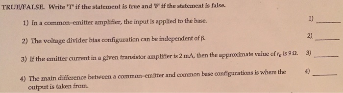 Solved Write T if the statement is true and F if the | Chegg.com