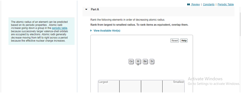 Solved The atomic radius of an element can be predicted | Chegg.com