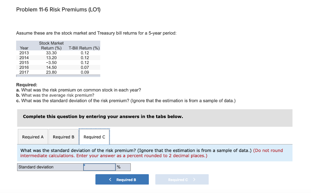 Solved Problem 11-6 Risk Premiums (LO1) Assume these are the | Chegg.com