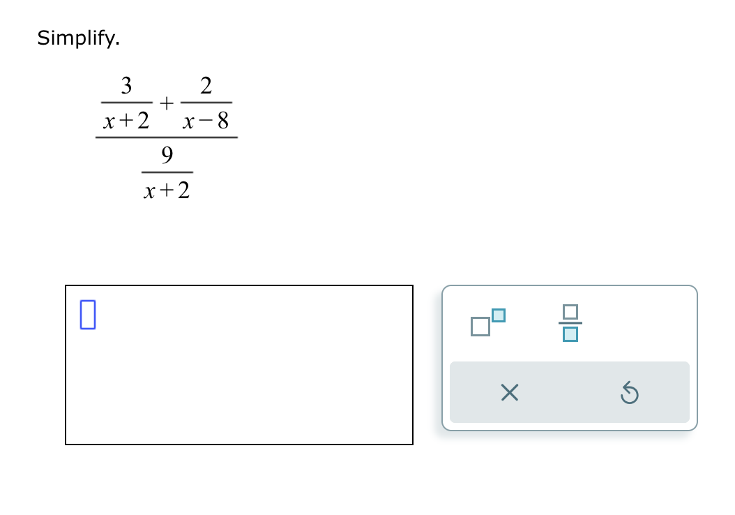 Solved Simplify. x+29x+23+x−82 | Chegg.com