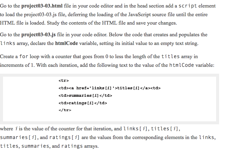 Solved Go to the project03-03.html file in your code editor | Chegg.com