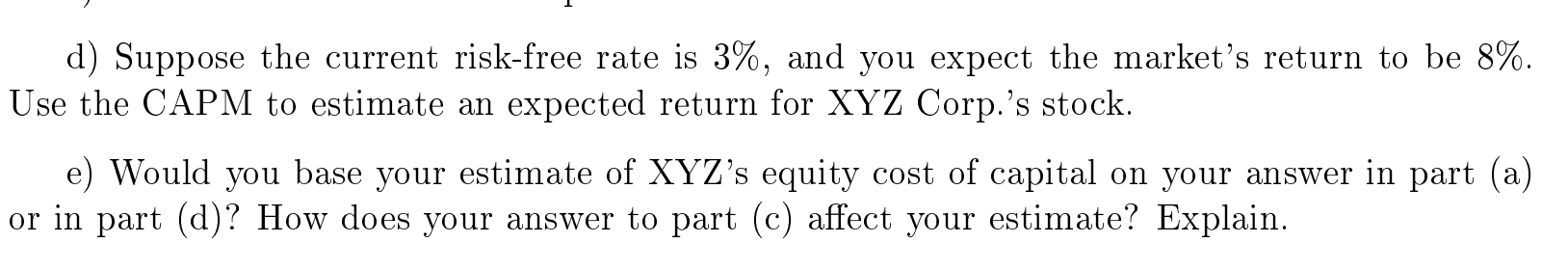 equity cost of capital capm