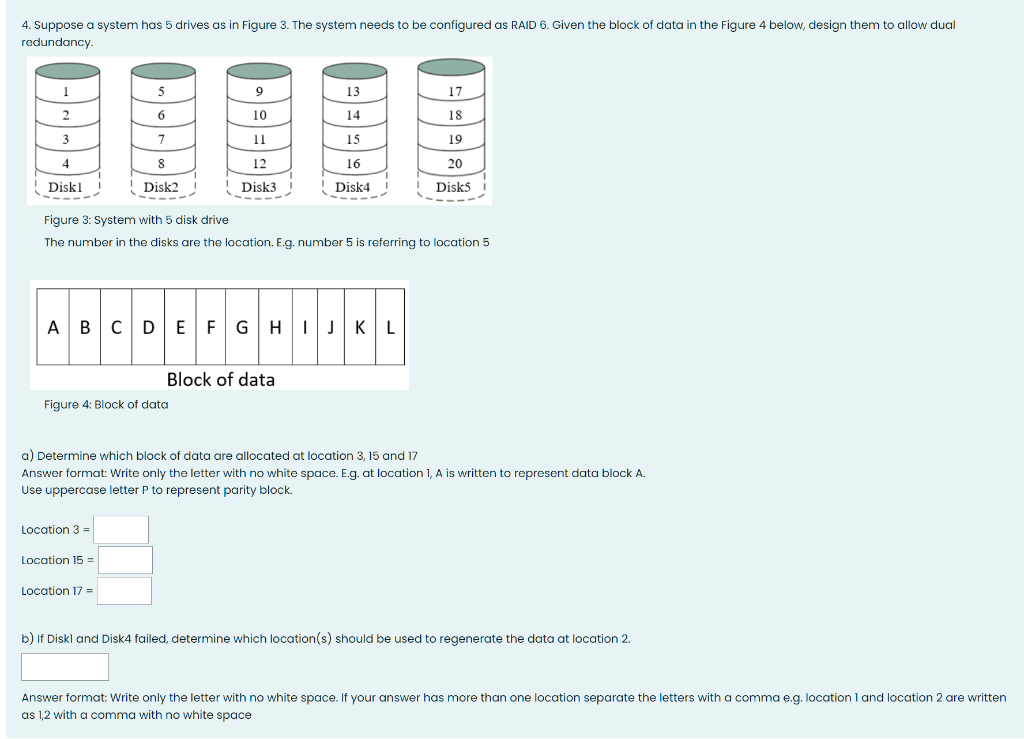 Solved redundancy. Figure 3 System with 5 disk drive The Chegg