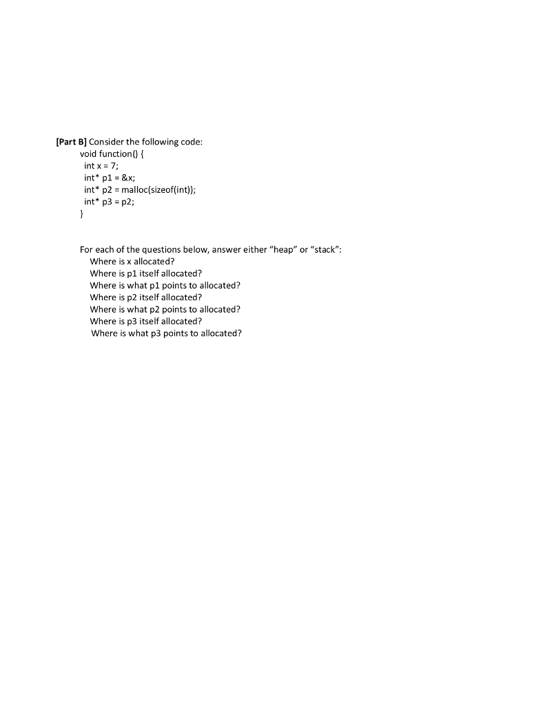 Solved [Part B] Consider the following code void function0 | Chegg.com