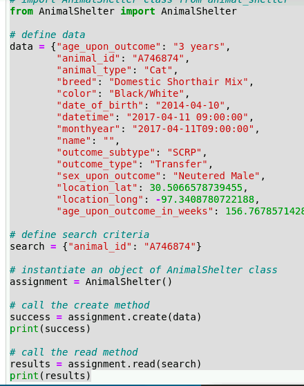 I have already completed the create and read below i chegg