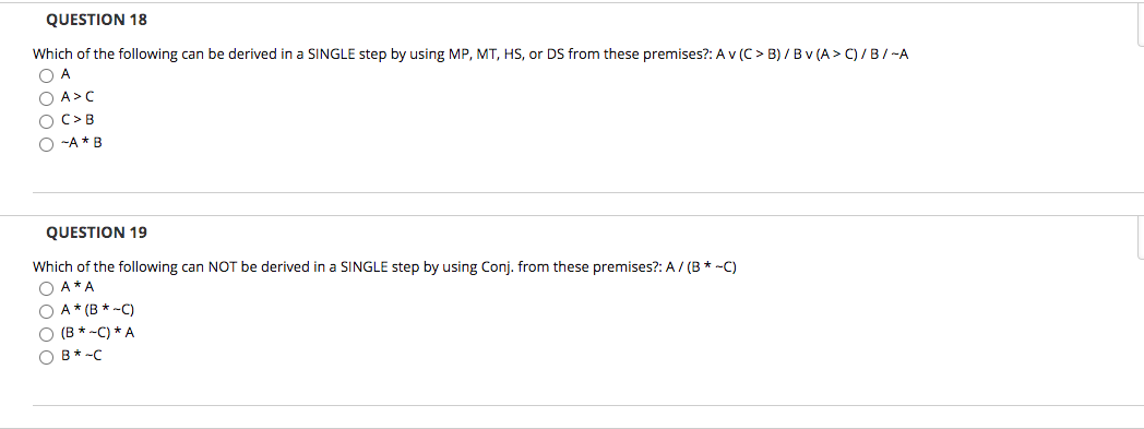 Question 18 Which Of The Following Can Be Derived Chegg Com