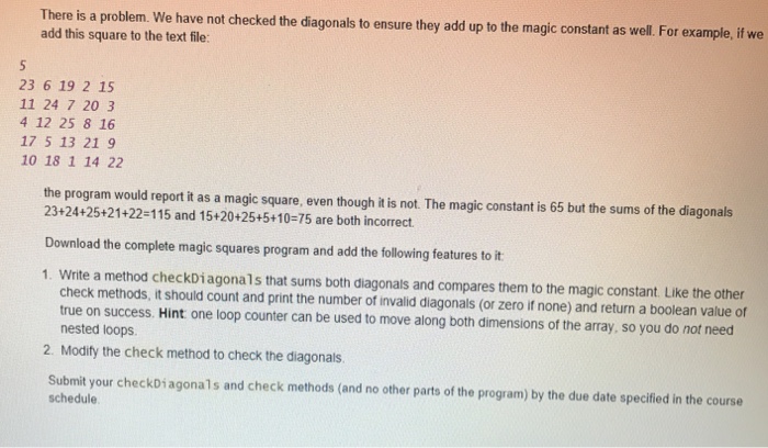 Solved Magic Squares The problem is to write a Java program | Chegg.com