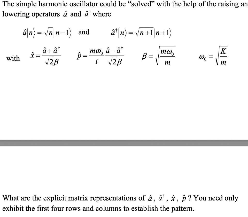 Solved The Simple Harmonic Oscillator Could Be Sol