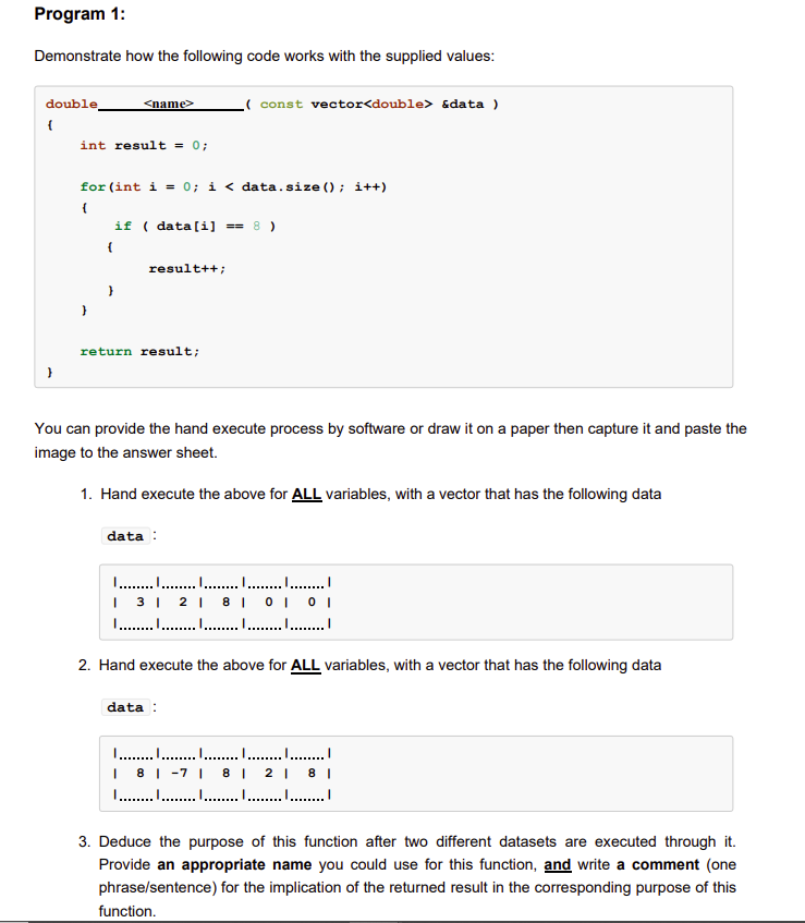Solved Program 1: Demonstrate how the following code works | Chegg.com